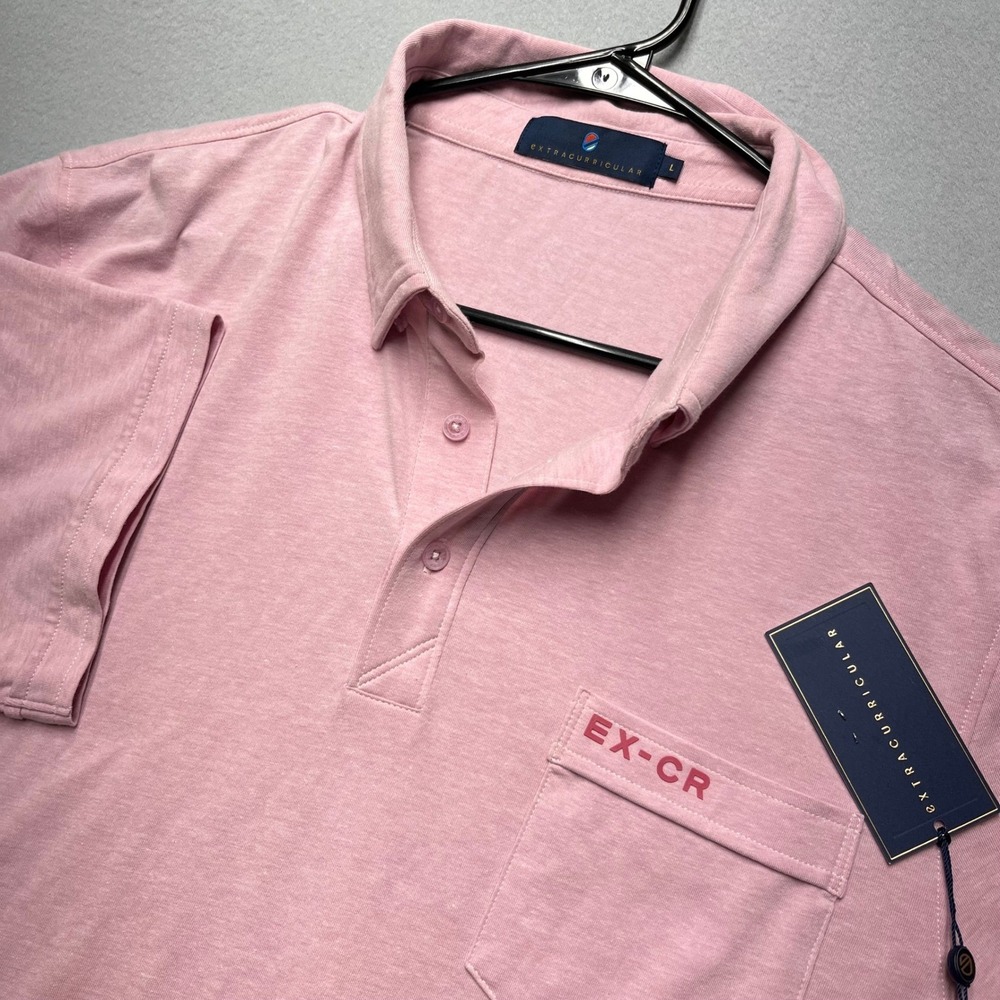 Extracurricular Mens Pink Heathered Short Sleeve Golf Polo Shirt Size L‎ NEW